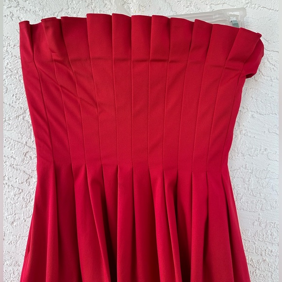 Antonio Melani Alicia Ruffled Pleated Dress Red Cocktail Off Shoulder Size 4 - Picture 8 of 14
